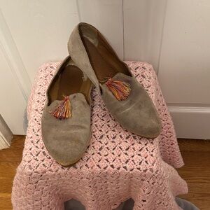 Women's Suede Loafers with Multicolor Tassels